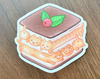 3"x3" Dessert Cat Tiramisu | Vinyl Waterproof Decal