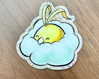 3"x3" Sunny Side Up Shiny Swablu Bird Sticker | Vinyl Waterproof Decal