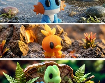 Treecko, Torchic & Mudkip - Trio Starters Set w/wo keychain - Pokemon Desk Buddies