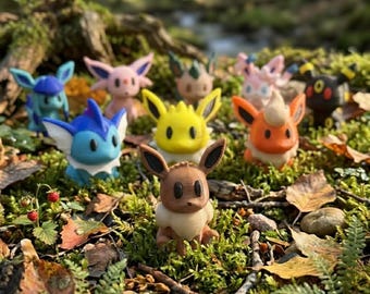 Eeveelutios Complete Set w/wo keychain - Pokemon Desk Buddies - 9 Eevee Set