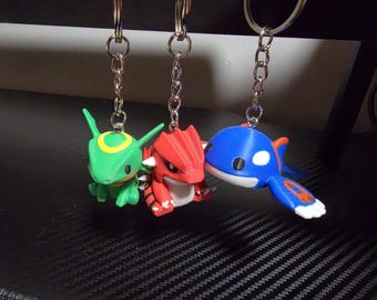 Groudon, Kyogre, Rayquaza - Trio Legendaries Set w/wo keychain - Pokemon Desk Buddies Series 1