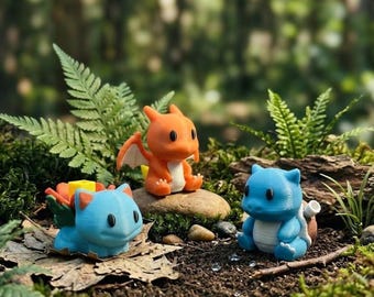 Venusaur, Charizard & Blastoise - Evolved Trio Starters Set w/wo keychain - Pokemon Desk Buddies Series