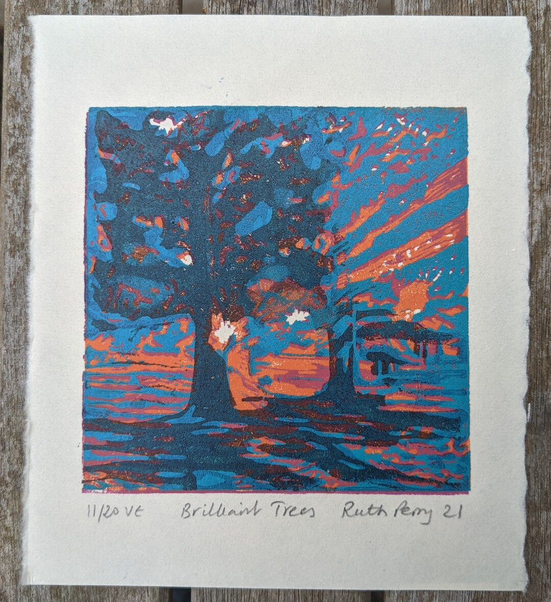 Brilliant Trees Pop Art Trees Linocut Reduction Multi Block Print Etsy