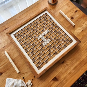 Rustic Scrabble Board Wooden, Game Board, Rotating Board
