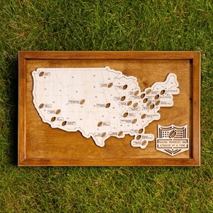 NFL Stadium Map, Custom Football Stadium Map, Stadium Tracker