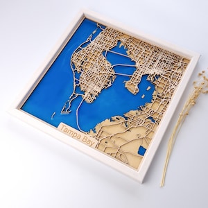 Tampa Bay, Florida Wood Map | Wood & Epoxy | Wooden City Map