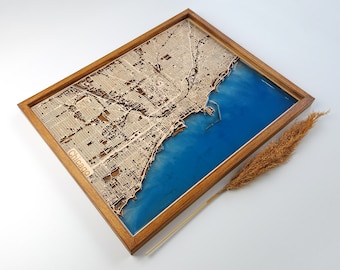 Chicago City Map | Wood & Epoxy | Wooden City Map