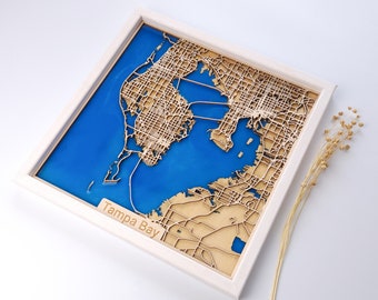 Tampa Bay, Florida Wood Map | Wood & Epoxy