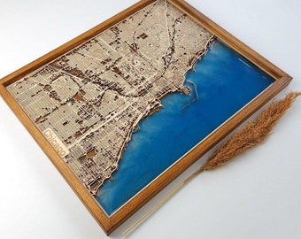 Wooden Map of Any City in the World | Anniversary, Birthday, Wedding | Wood & Epoxy