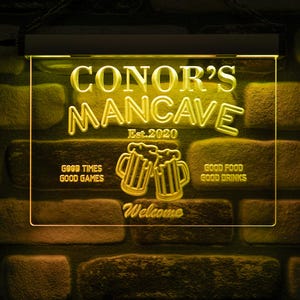 Custom Man Cave Bar Sign LED Neon Sign, Personalized, Your Name, Established Date