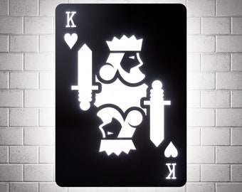 King of Hearts RGB Led Wall Sign: Playing Cards