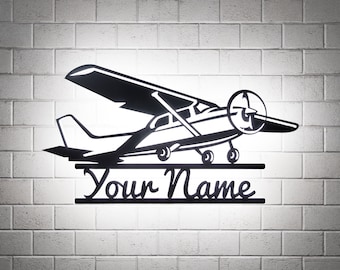 Cessna Aircraft RGB Led Wall Sign, Personalized Gift, Metal Wall Decor