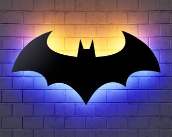 Bat Led Sign Wall Decor, Custom Bat Decor for Kid&#39;s Room Decor, Superhero Nursery Decor