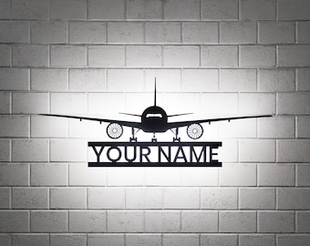 Airliner RGB Led Wall Sign, Personalized Gift, Metal Wall Decor