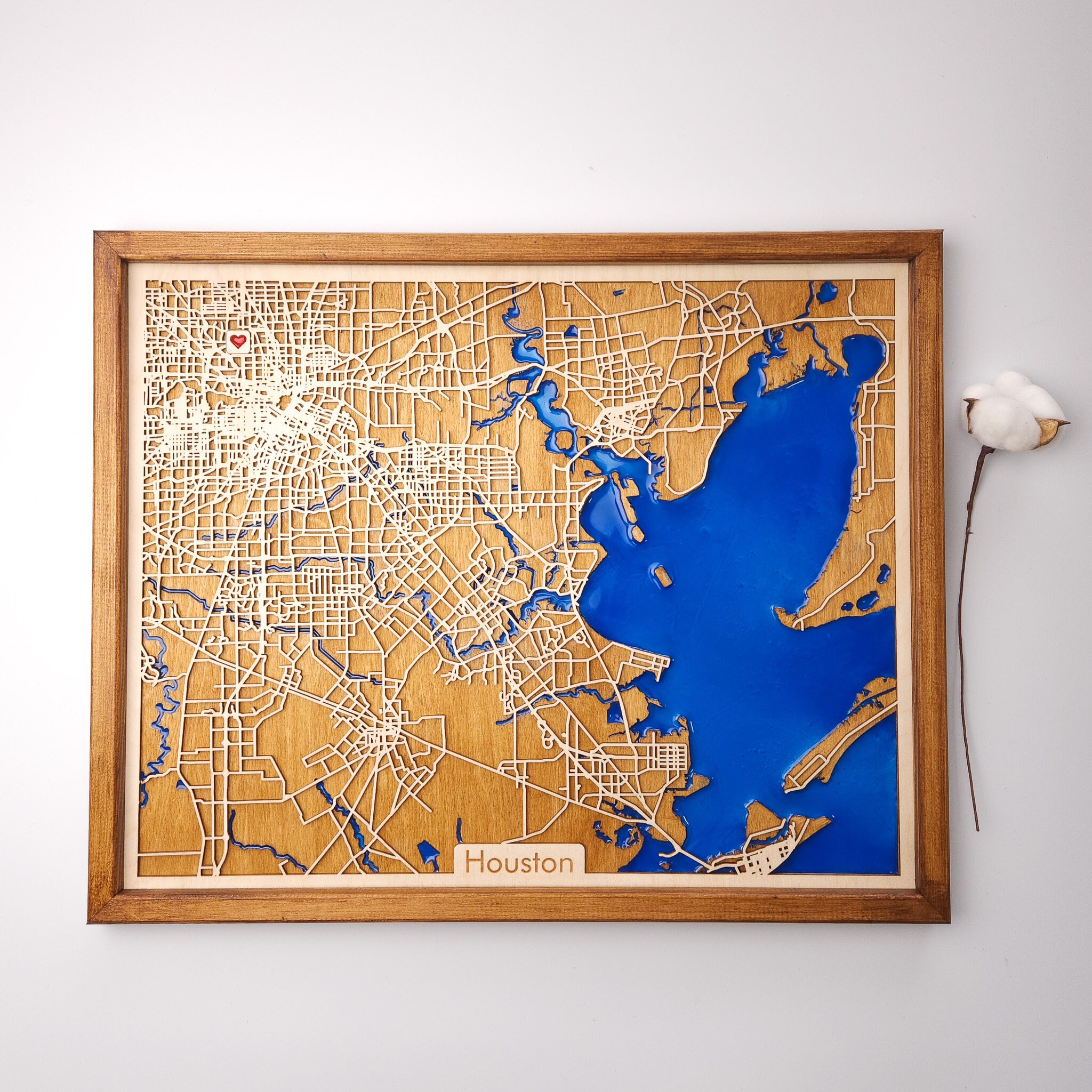 Houston Wood Map Wood & Epoxy Etsy