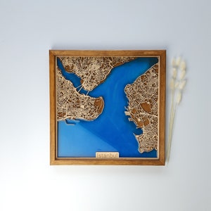 Birthday Gift Custom Epoxy Map of any City | Wood & Epoxy | Wooden City Map