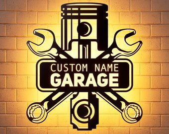 Mechanic Workshop Garage Metal Design RGB Led Wall Sign