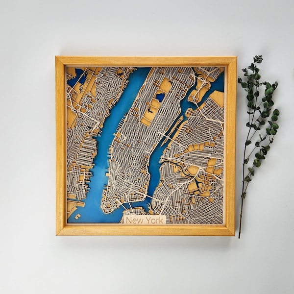 Mother's Day Gift- Personalized Wood Map Wood and Epoxy