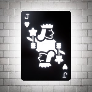 Jack of Hearts RGB Led Wall Sign: Playing Cards
