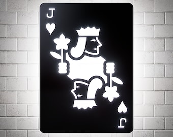 Jack of Hearts RGB Led Wall Sign: Playing Cards