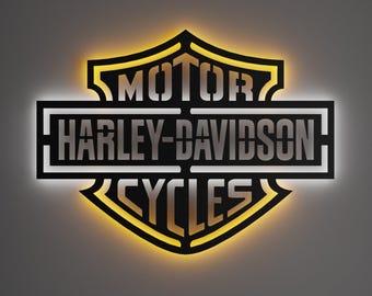 Harley LED Wall Sign - Led Lighted Sign - Garage Sign - Wall Art