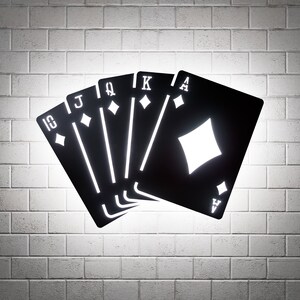 Diamonds Royal Flush RGB Led Wall Sign: Poker