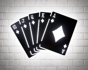 Diamonds Royal Flush RGB Led Wall Sign: Poker