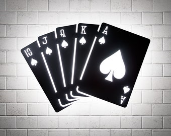 Spades Royal Flush RGB Led Wall Sign: Poker