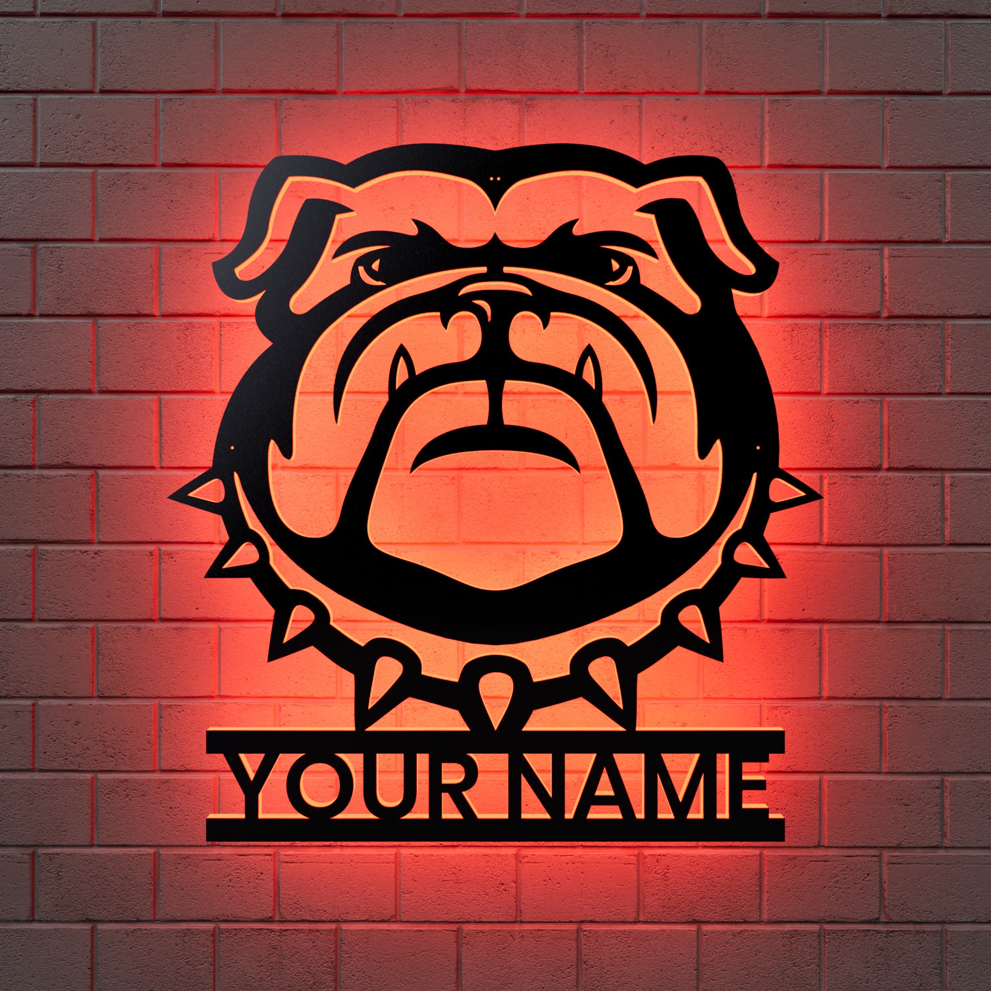 Bulldog LED Wall Art, Metal Decor Lighting Gift, Personalized