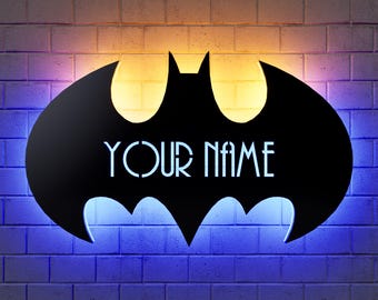 Bat Led Sign Wall Decor, Custom Bat Decor Personalized Man Cave Sign