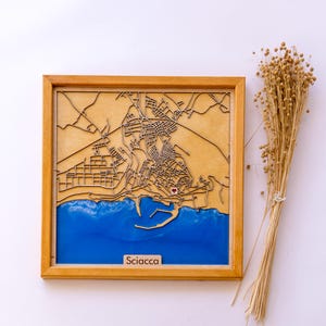 Sciacca, Italy City Map | Wood & Epoxy | Wooden City Map