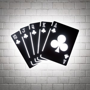 Clubs Royal Flush RGB Led Wall Sign: Poker