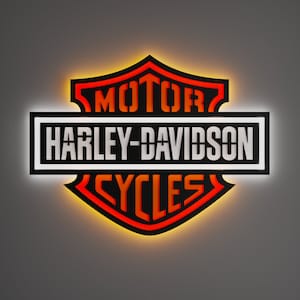 Harley Colored Wall Sign - Led Lighted Sign - Garage Sign - Wall Art