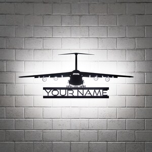 Cargo Aircraft RGB Led Wall Sign, Airplane Charm, Metal Wall Decor