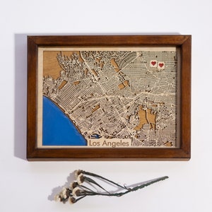 Los Angeles Wooden Map | Wood & Epoxy | Wooden City Map