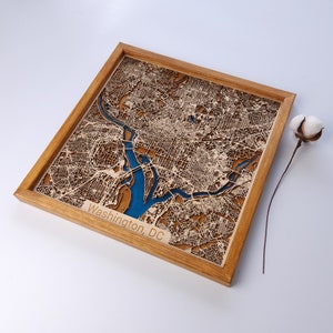 Washington, DC Wood Map | Wood & Epoxy | Wooden City Map