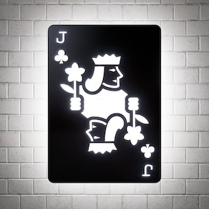 Jack of Clubs RGB Led Wall Sign: Playing Cards