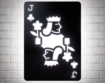 Jack of Clubs RGB Led Wall Sign: Playing Cards