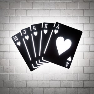 Hearts Royal Flush RGB Led Wall Sign: Poker