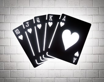 Hearts Royal Flush RGB Led Wall Sign: Poker