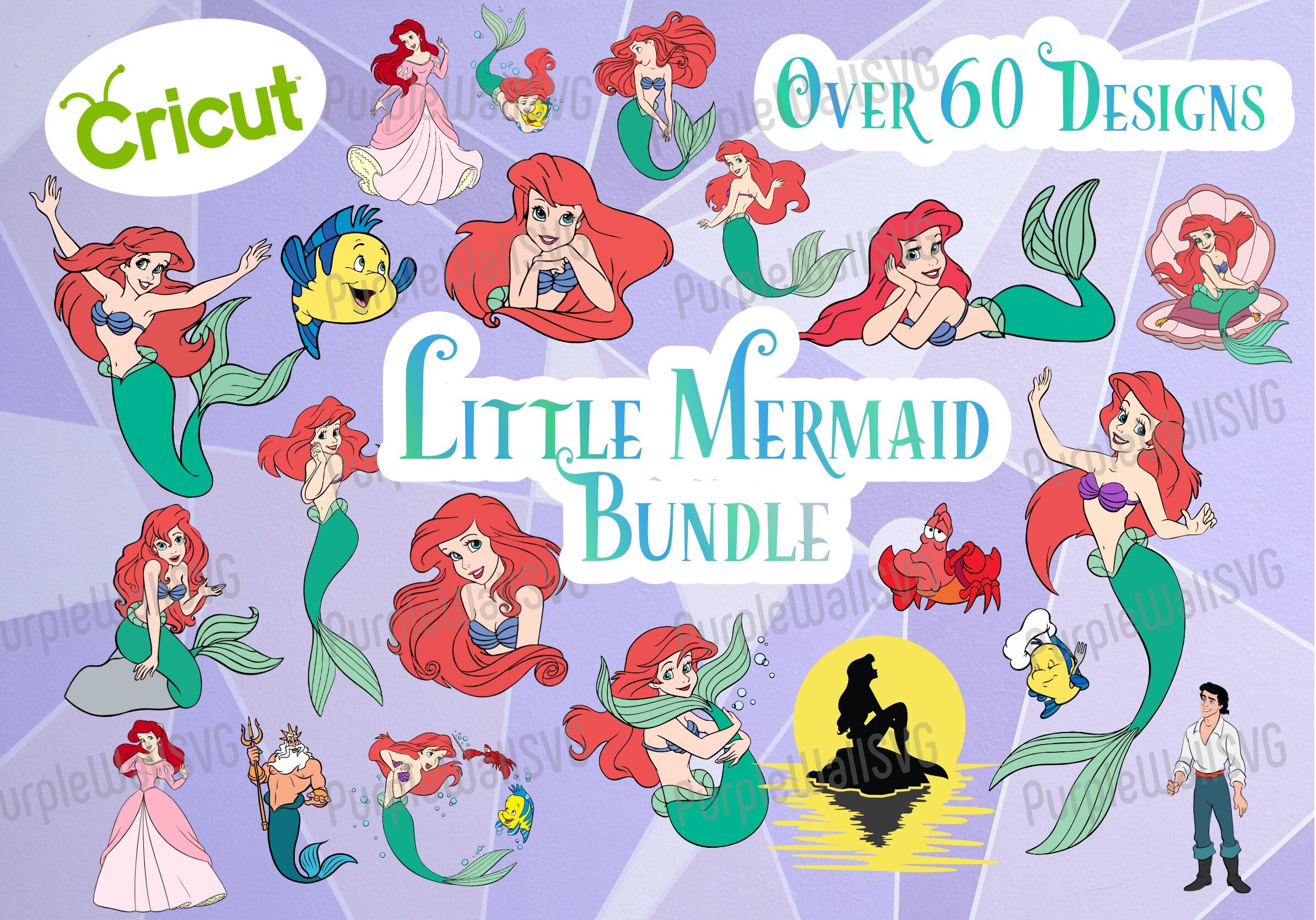 Ariel SVG LAYERED, Disney Little Mermaid Princess SVG Bundle Cricut F…