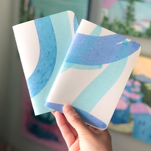 Small A6 swirl notebook|Small Sketchbook|Handpainted Blank Notebook