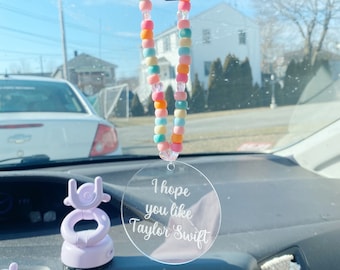 Swiftie Car Charm: Acrylic Rearview Mirror Charm with Friendship Beads