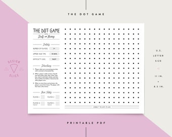 The Dot Game / Dots & Boxes / Printable / Instant Download / U.S. Letter Size / 8.5" x 11"