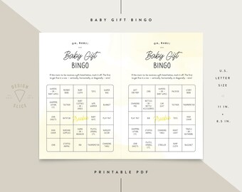 Bingo / Baby Gift / Baby Shower / Yellow / Printable / Instant Download / PDF / U.S. Letter Size / 11" x 8.5"
