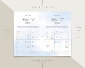 Bingo / Baby Gift / Baby Shower / Blue / Printable / Instant Download / PDF / U.S. Letter Size / 11" x 8.5"