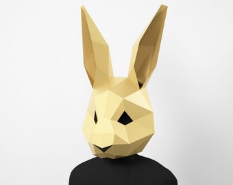 Rabbit Paper Mask Etsy - paper bunny mask roblox