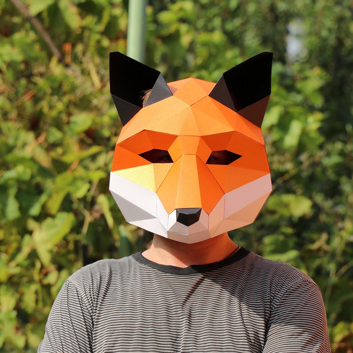 Fox Mask DIY Low Poly Mask Paper Craft Mask Pdf Template 3D Etsy
