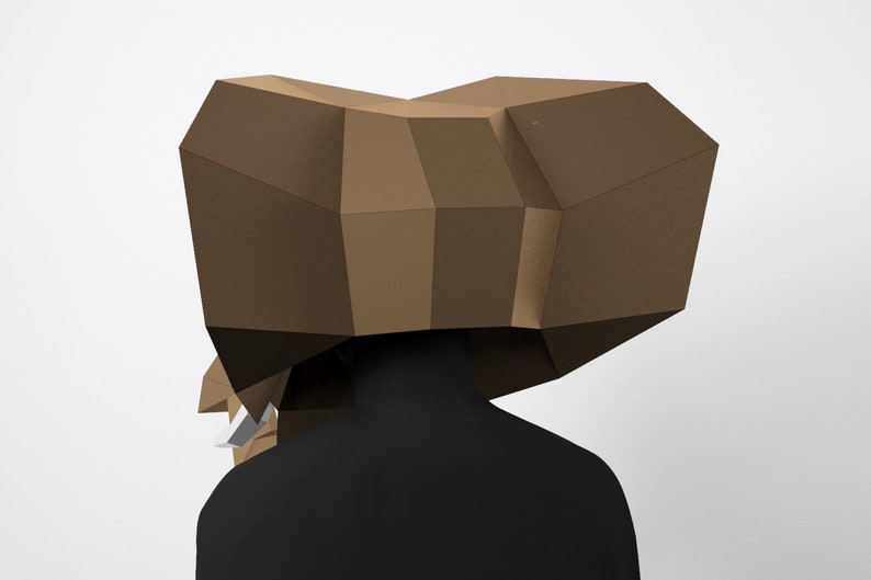 Pdf Template 3D Mask Elephant Mask DIY Low Poly Mask Paper Craft Mask