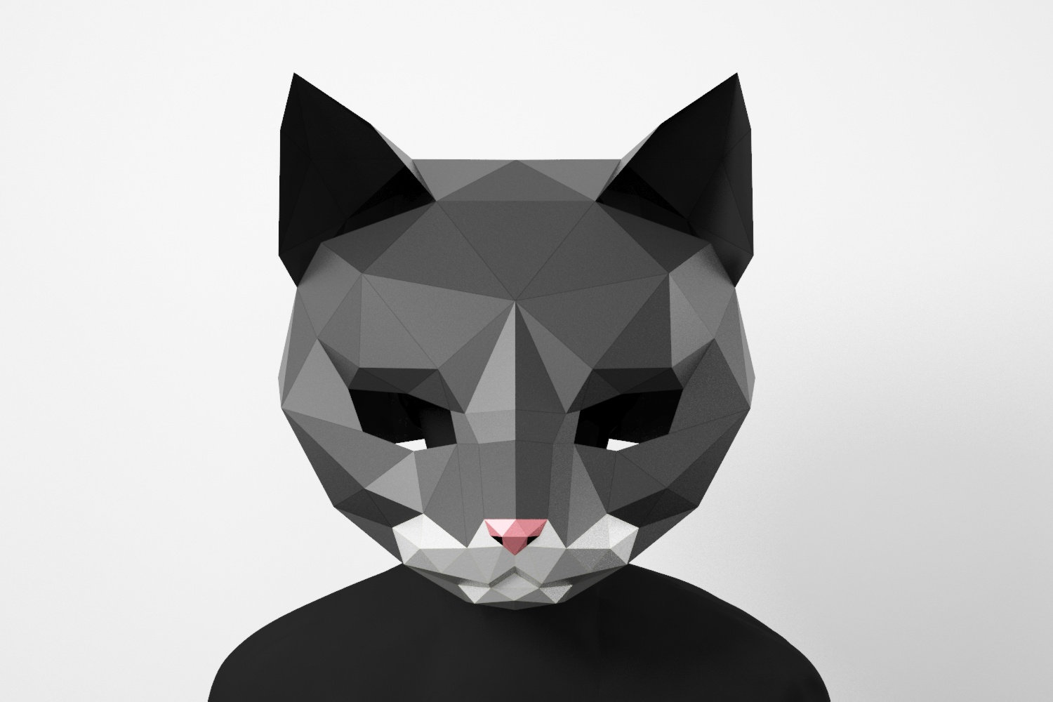 Маска кошки из картона. Объемная маска кошки. Полигональная маска кошки. Бумажная маска кошки. Голова кота.